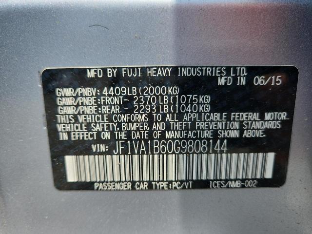 2016 SUBARU WRX JF1VA1B60G9808144