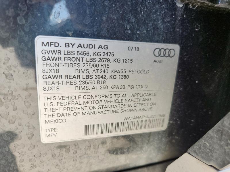 2018 AUDI Q5 PREMIUM WA1ANAFY4J2211999