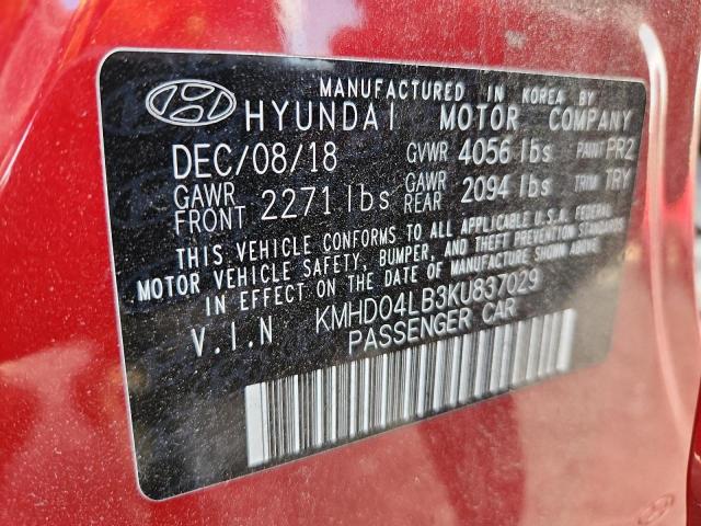 2019 HYUNDAI ELANTRA SP KMHD04LB3KU837029