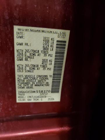 2017 NISSAN TITAN S/SV 1N6AA1E55HN558370