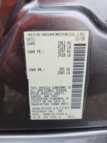 2019 NISSAN ALTIMA SR 1N4BL4CV2KC157292