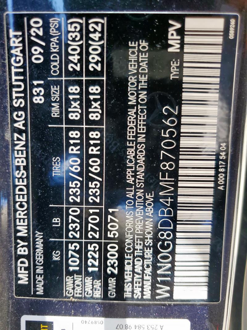 2021 MERCEDES-BENZ GLC 300 - W1N0G8DB4MF870562