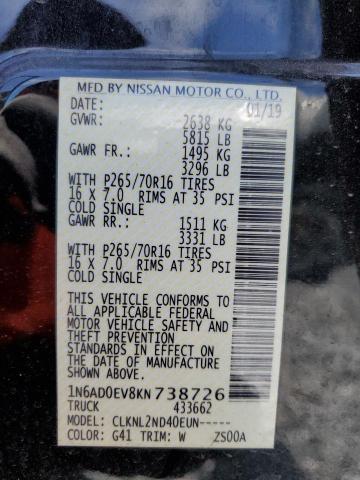 2019 NISSAN FRONTIER S - 1N6AD0EV8KN738726