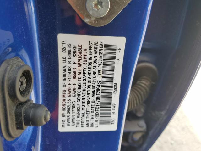 2017 HONDA CIVIC EXL - 19XFC1F70HE209432
