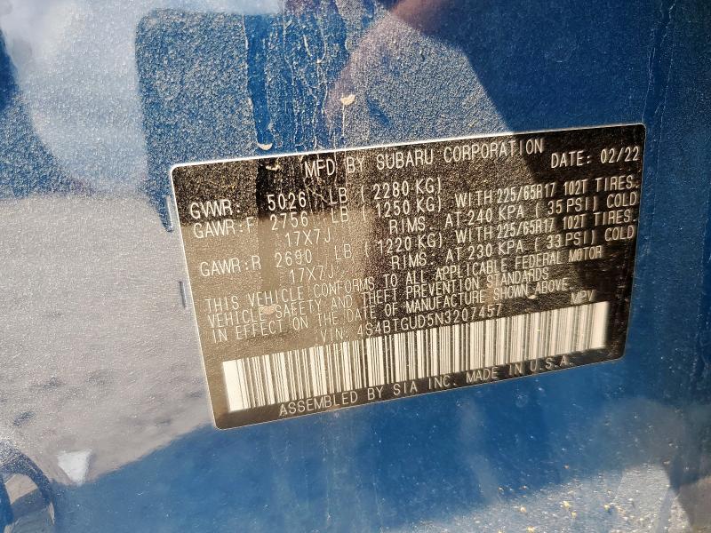 2022 SUBARU OUTBACK WI 4S4BTGUD5N3207457