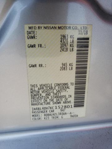 2019 NISSAN ALTIMA SV 1N4BL4DV7KC152801