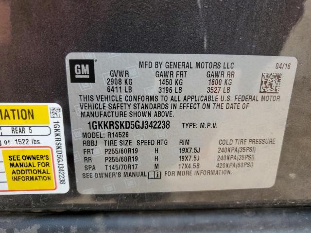 2016 GMC ACADIA SLT 1GKKRSKD5GJ342238