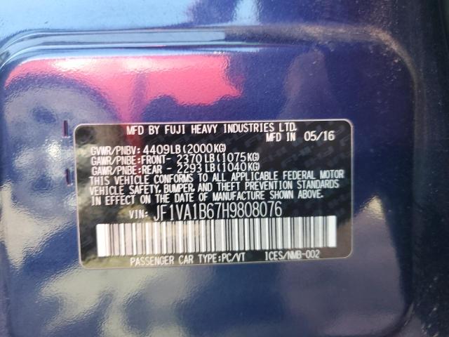 2017 SUBARU WRX JF1VA1B67H9808076