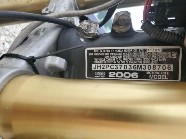 2006 HONDA CBR600 RR JH2PC37036M308706