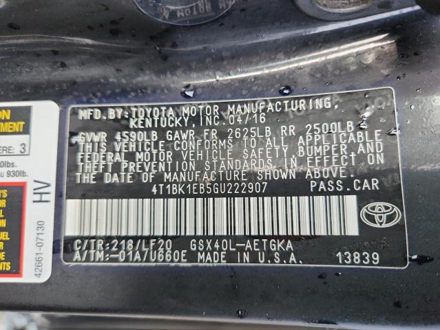 2016 TOYOTA AVALON XLE 4T1BK1EB5GU222907