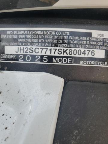 2025 HONDA CBR1000 RR JH2SC7717SK800476