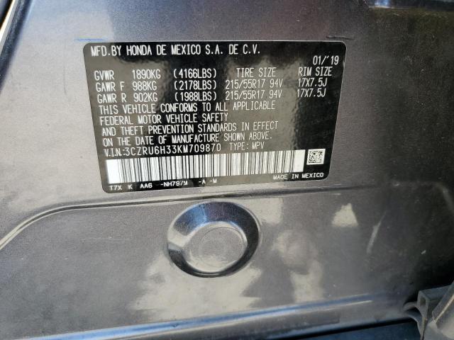 2019 HONDA HR-V LX 3CZRU6H33KM709870