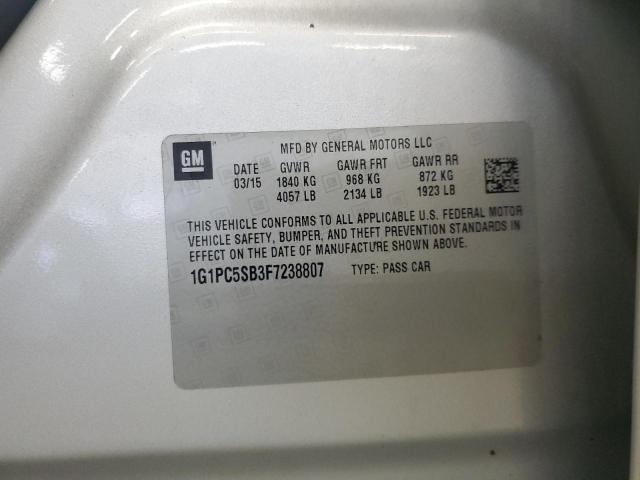 2015 CHEVROLET CRUZE LT 1G1PC5SB3F7238807