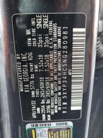 2022 KIA TELLURIDE 5XYP34HC5NG280981