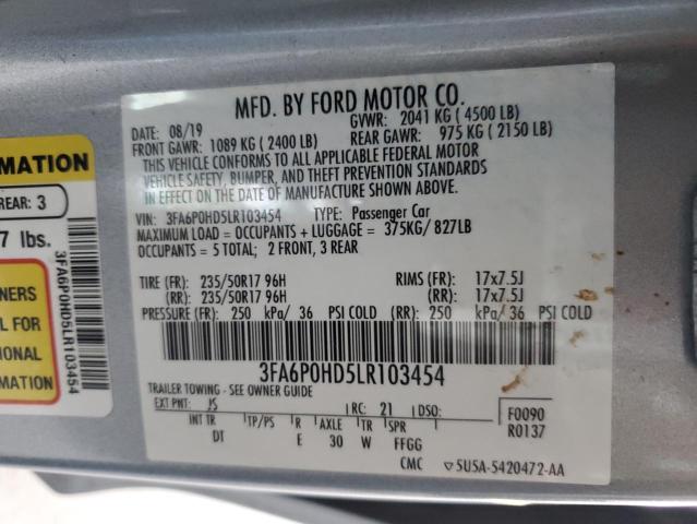 2020 FORD FUSION SE - 3FA6P0HD5LR103454