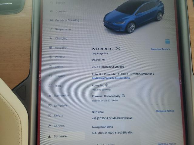 2020 TESLA MODEL X 5YJXCDE20LF297896