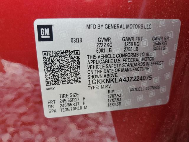 2018 GMC ACADIA SLE 1GKKNKLA4JZ224075