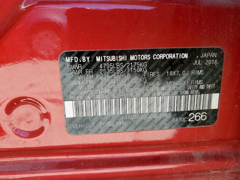2016 MITSUBISHI OUTLANDER JA4AD3A30GZ061965
