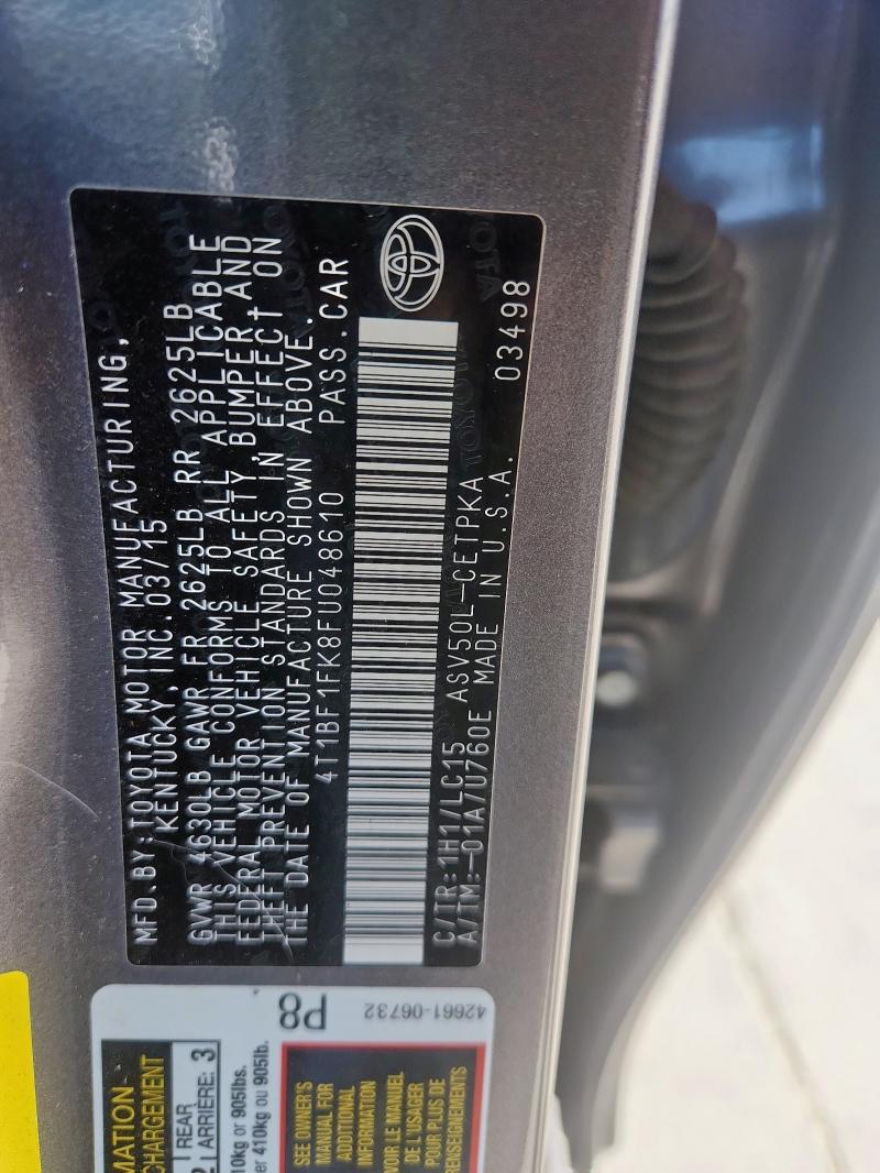 2015 TOYOTA CAMRY LE - 4T1BF1FK8FU048610
