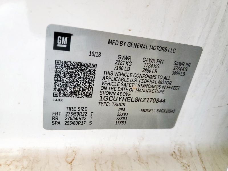 2019 CHEVROLET SILVERADO - 1GCUYHEL8KZ170844