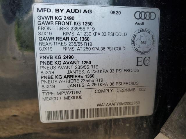 2021 AUDI Q5 PREMIUM WA1AAAFY6M2002750