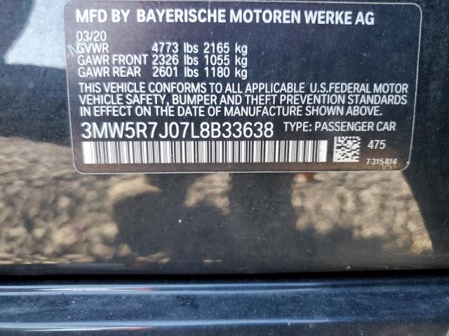 2020 BMW 330XI 3MW5R7J07L8B33638