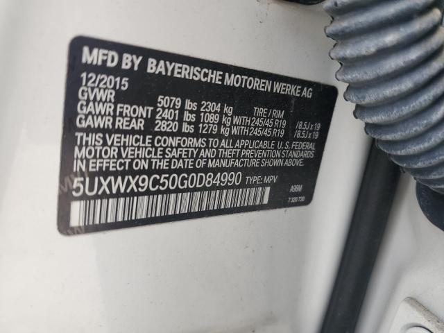 2016 BMW X3 XDRIVE2 5UXWX9C50G0D84990