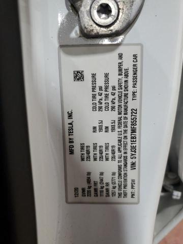 2021 TESLA MODEL 3 5YJ3E1EB7MF855722