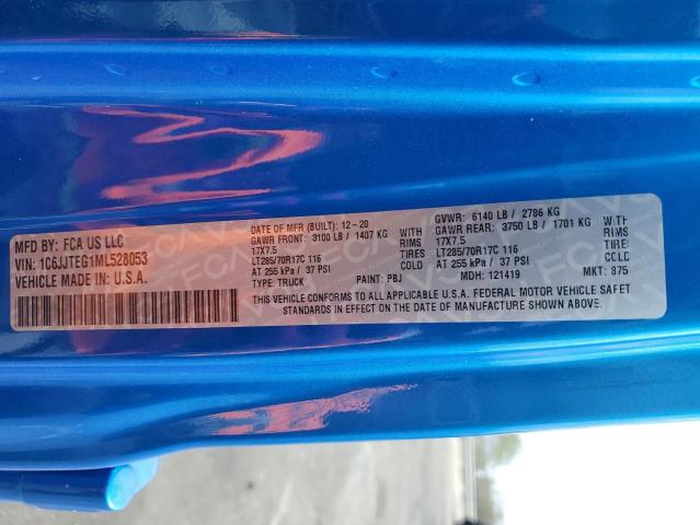 2021 JEEP GLADIATOR 1C6JJTEG1ML528053