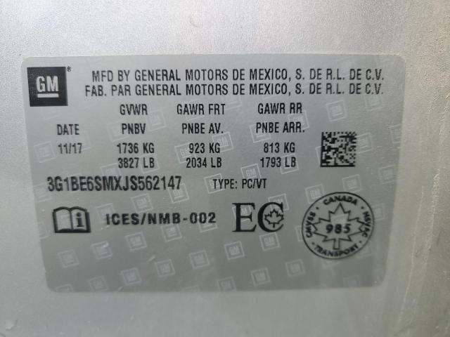 2018 CHEVROLET CRUZE LT 3G1BE6SMXJS562147