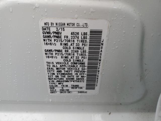 2015 NISSAN ROGUE SELE JN8AS5MV7FW756372