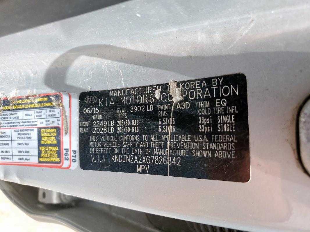 2016 KIA SOUL - KNDJN2A2XG7826342