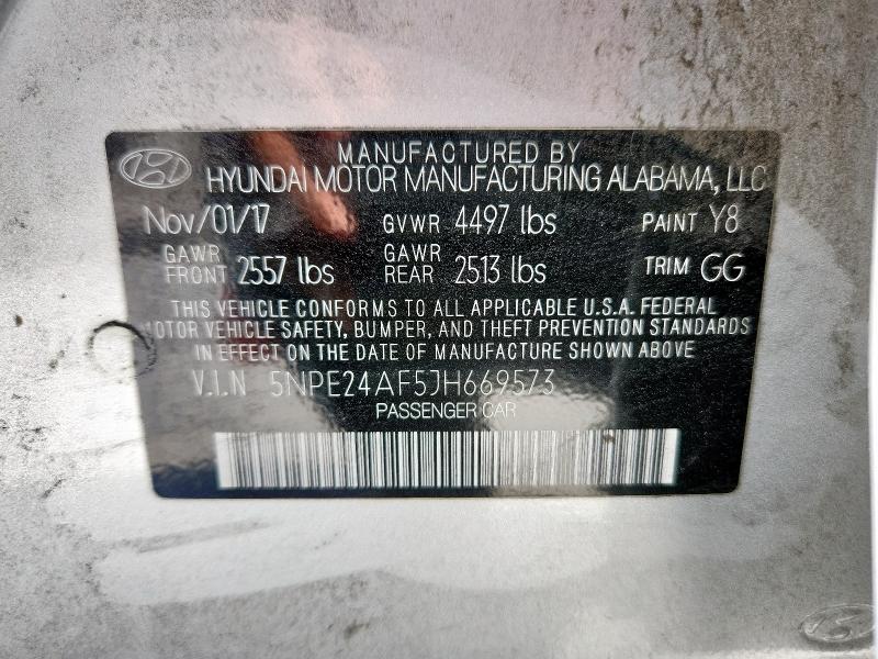 2018 HYUNDAI SONATA SE 5NPE24AF5JH669573