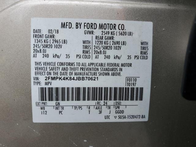 2018 FORD EDGE TITAN 2FMPK4K84JBB70621