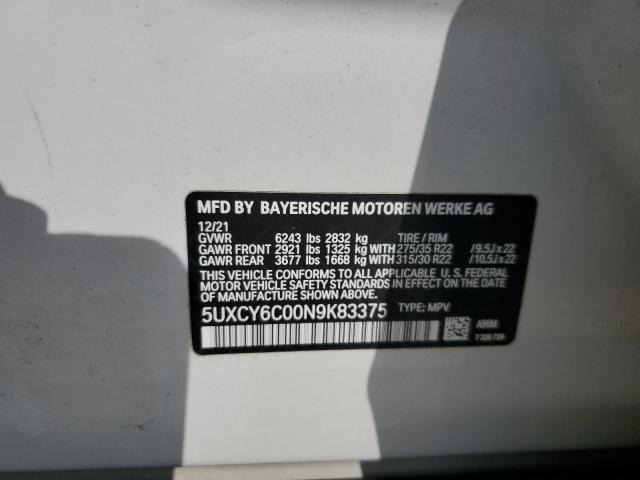 2022 BMW X6 XDRIVE40I 5UXCY6C00N9K83375