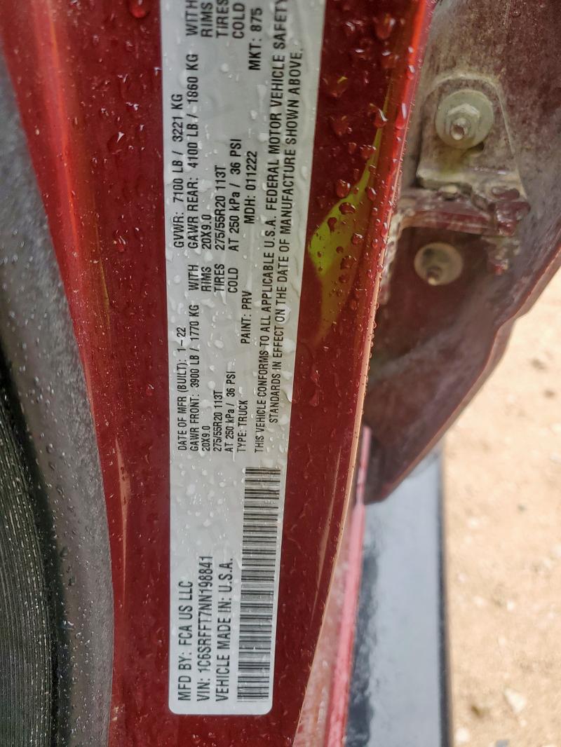 2022 RAM 1500 BIG H 1C6SRFFT7NN198841