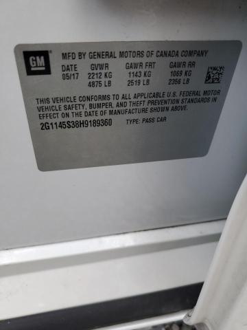 2017 CHEVROLET IMPALA PRE 2G1145S38H9189360