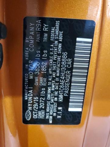 2017 HYUNDAI VELOSTER T KMHTC6AE4HU308886