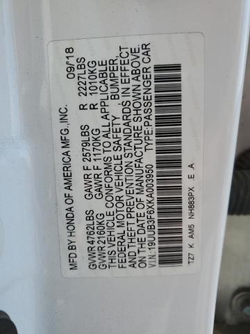 2019 ACURA TLX TECHNO 19UUB3F6XKA003950