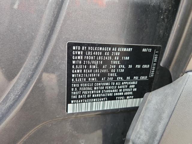 2013 VOLKSWAGEN TIGUAN S - WVGAV7AXXDW534471