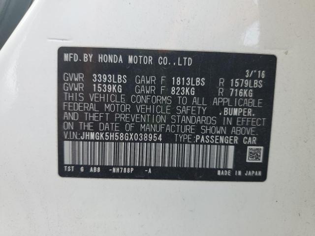 2016 HONDA FIT LX JHMGK5H58GX038954