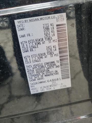 2019 NISSAN PATHFINDER 5N1DR2MM4KC648681