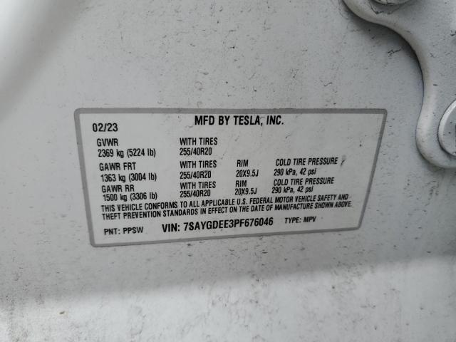 2023 TESLA MODEL Y 7SAYGDEE3PF676046