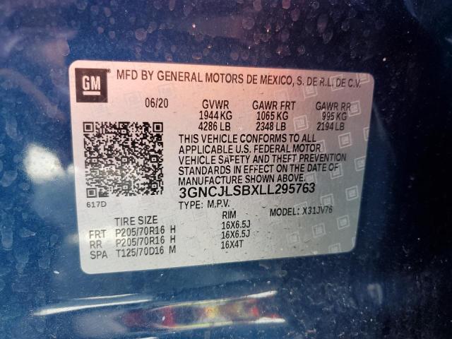 2020 CHEVROLET TRAX 1LT 3GNCJLSBXLL295763