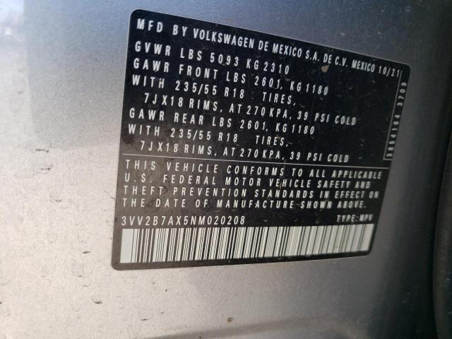 2022 VOLKSWAGEN TIGUAN SE 3VV2B7AX5NM020208
