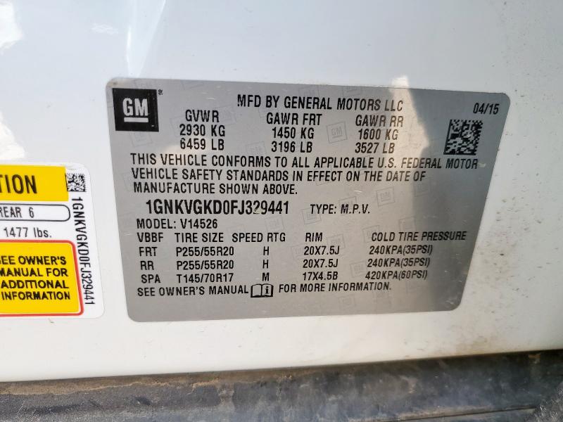 2015 CHEVROLET TRAVERSE L 1GNKVGKD0FJ329441
