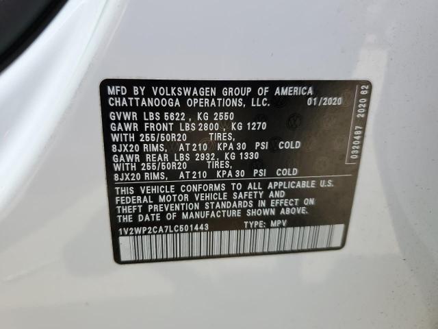 2020 VOLKSWAGEN ATLAS SE - 1V2WP2CA7LC501443