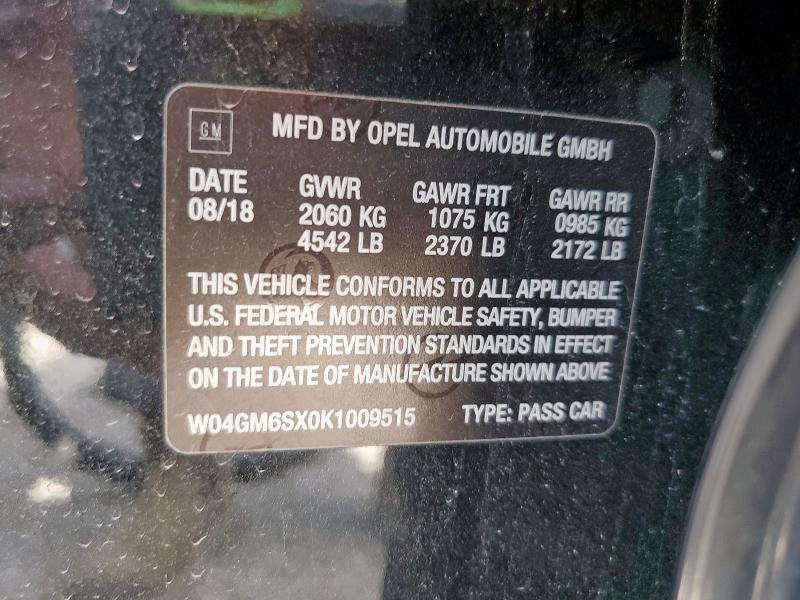 2019 BUICK REGAL PREF W04GM6SX0K1009515