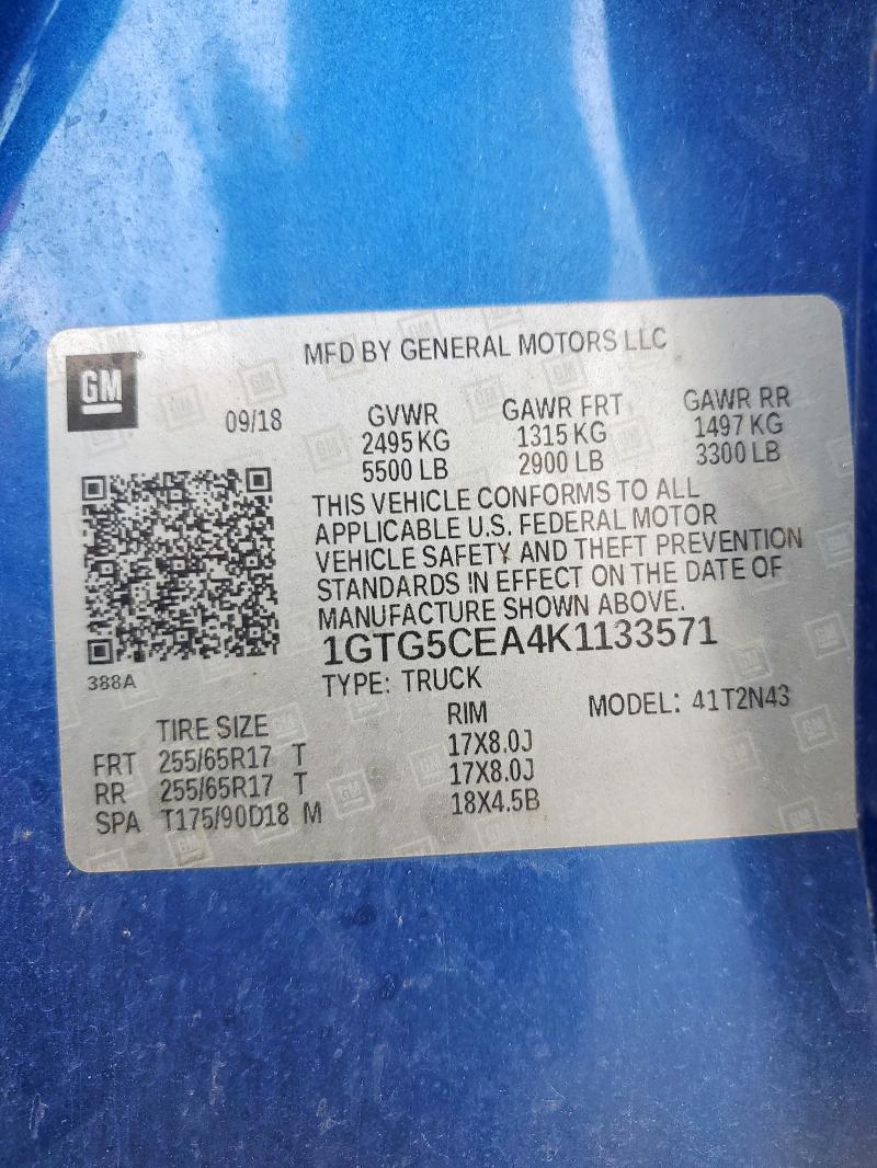 2019 GMC CANYON SLE 1GTG5CEA4K1133571