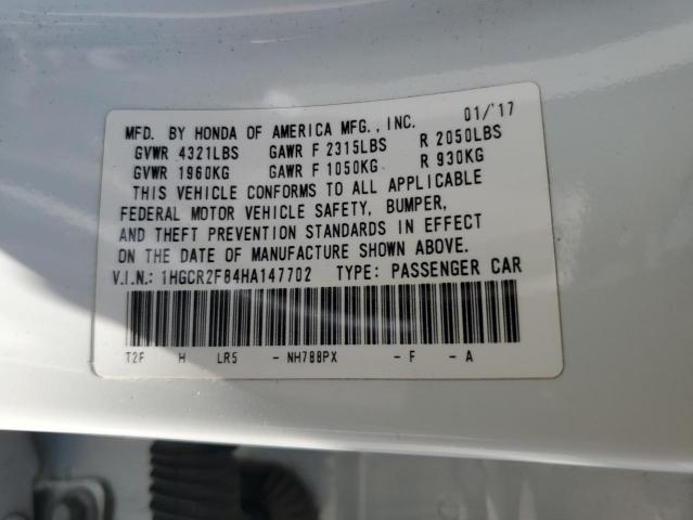2017 HONDA ACCORD EXL 1HGCR2F84HA147702